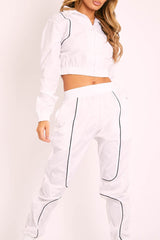 White Zip Front Hoodie Cuff Jogger Co-Ord - Kason