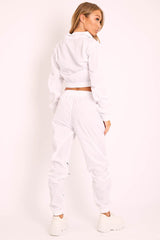 White Zip Front Hoodie Cuff Jogger Co-Ord - Kason