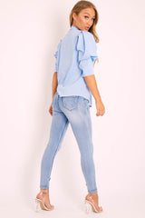 Mid Blue Slight Distressed Skinny Jeans - Fina