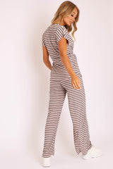 Light Pink Black Stripe Wide Leg Belted Top Co-ord - Dolly