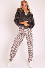 Grey Cropped Faux Fur Jacket - Gwen