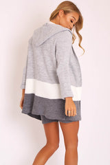 Grey White Knitted Shorts and Hooded Cardigan Co-ord - Kyrie