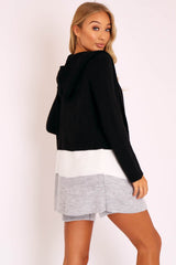Black White Grey Knitted Shorts and Hooded Cardigan Co-ord - Kyrie