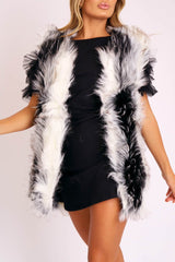 White and Black Faux Fur Gilet - Jordana