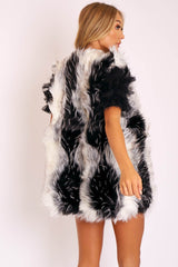 White and Black Faux Fur Gilet - Jordana