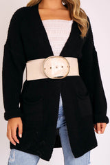 Nude Faux Croc Oversized Buckle Waist Belt - Sydni