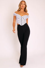 Black High Waisted Side Zip Flare Trousers - Billie