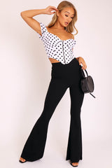 Black High Waisted Side Zip Flare Trousers - Billie