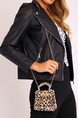 Leopard Print Faux Suede Mini Handbag - Ramie