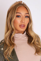 Mocha Pearl Diamante Embellished Knotted Hair Band - Flo