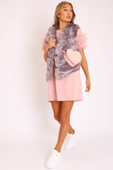 Grey Faux leather and Fur Gilet - Felicia
