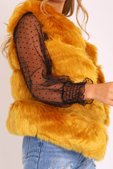 Mustard Faux leather and Fur Gilet - Felicia