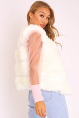 White Faux leather and Fur Gilet - Felicia