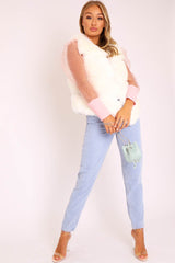 White Faux leather and Fur Gilet - Felicia