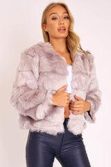 Light Grey Faux Fur Jacket - Estelle