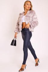 Light Grey Faux Fur Jacket - Estelle