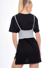 Grey Corset Lace Up Eyelet Crop Top - Mylene