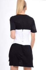 White Floral Lace Ribbon Lace Up Corset - Kiki