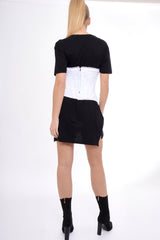 White Floral Lace Ribbon Lace Up Corset - Kiki