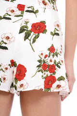 White Floral High Waisted Shorts - Kamisha