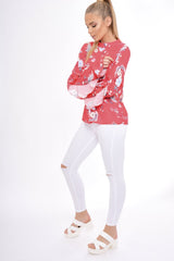 Coral Frill Long Sleeve Top - Lexi
