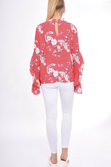 Coral Frill Long Sleeve Top - Lexi