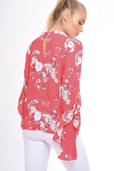 Coral Frill Long Sleeve Top - Lexi