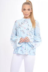 Blue Frill Long Sleeve Top - Lexi