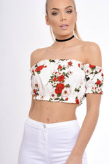 White Bardot Gypsy Crop Top - Valentina