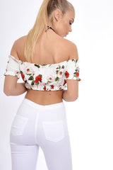 White Bardot Gypsy Crop Top - Valentina