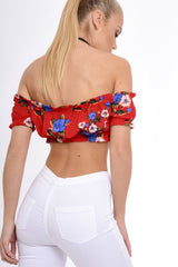 Red Bardot Gypsy Crop Top - Valentina