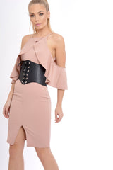 Rose Lace Up Corset Belt Dress - Shlya