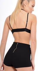 Black Mesh Harness Bralet Red Embroidery - Alina