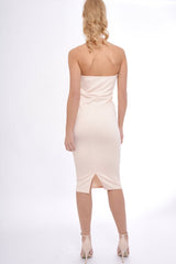 Nude Mesh Panel Midi Dress - Layla