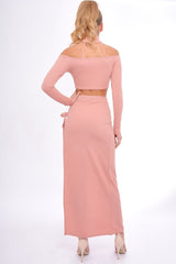 Rose Choker Strap Back Crop Top & Skirt Co-ord Set - Kendall