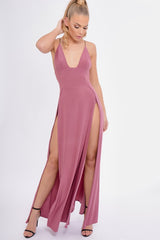 Rose Front Split Leg Maxi Dress - Effy