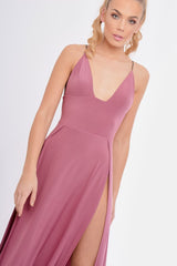 Rose Front Split Leg Maxi Dress - Effy
