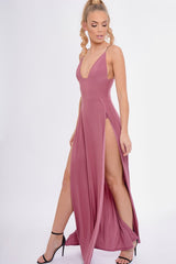 Rose Front Split Leg Maxi Dress - Effy