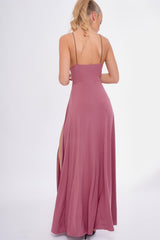 Rose Front Split Leg Maxi Dress - Effy