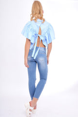 Blue Bell Sleeve Open Back Shirt - Piper