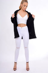 Black Distressed Oversized Denim Jacket - Penny