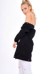 Black Distressed Oversized Denim Jacket - Penny
