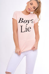 Pink Boys Lie Slogan T-Shirt