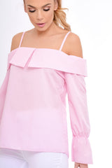 Pink Bardot Strappy Bell Sleeve Top - Kandice