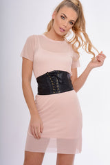 Black & Gold Eyelet Lace Up Corset Belt - Liberty