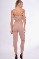 Nude Frill Asymmetric One Shoulder Jumpsuit - Tory