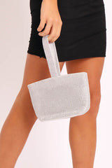 Silver Diamante Top Handle Bag - Jailani