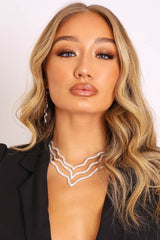 Silver Diamante Triple Necklace - Roxy
