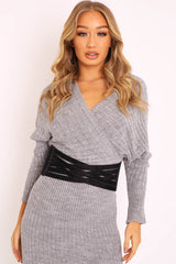 Black Layered Suedette Waist Belt - Jwana