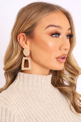 Gold Textured Rectangle Drop Earrings - Kamrin
